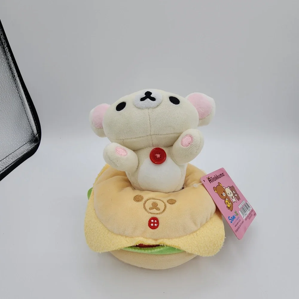 San-X Rilakkuma Korilakkuma Bagel Soft Plush Doll 6 Inch Stuffed‎ Toy NEW w/ Tag